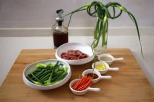 ingredients for garlic scapes recipe