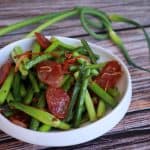Stir Fried Garlic Scapes with Chinese Sausage