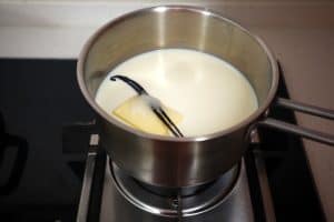 warming milk with vanilla beans