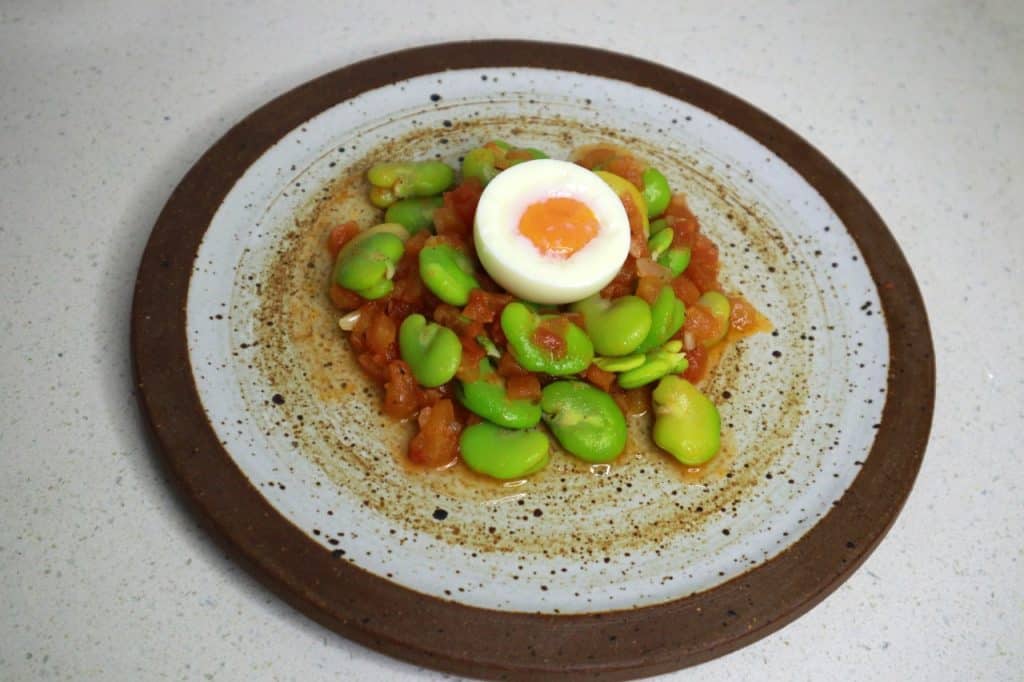 fava beans with tomato concassee
