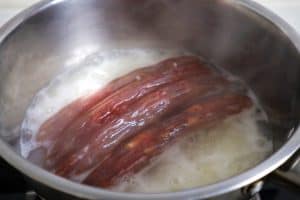 boiling rice with sweet sausage