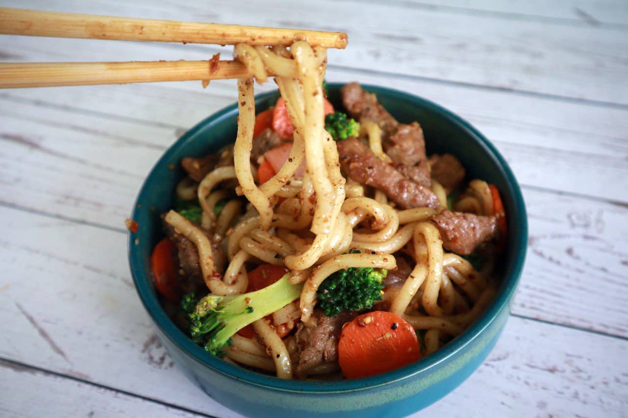 Udon Noodles with Lamb Strips - Culinary Ambition