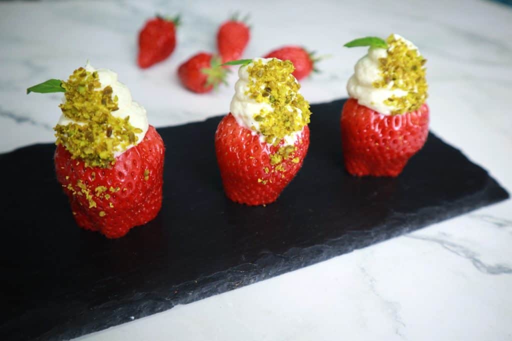 strawberries with cheese cake filling
