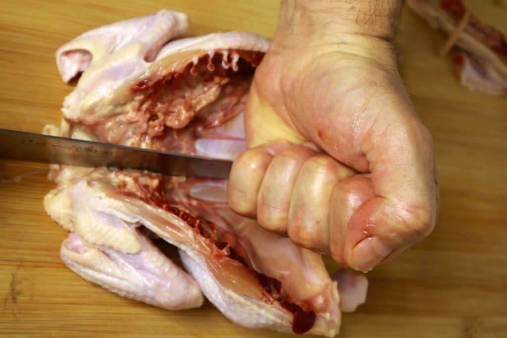cut backbone of chicken