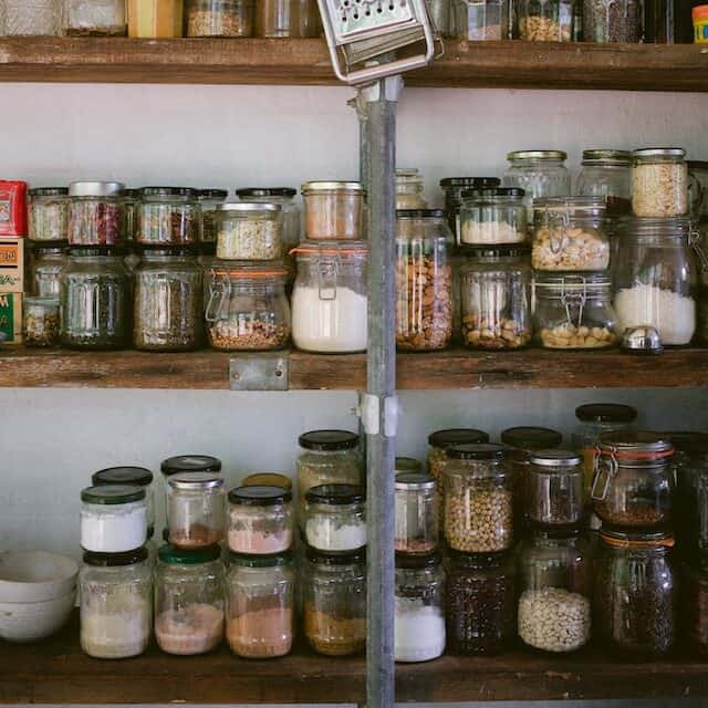 mason jars in pantry