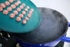 boiling meat balls
