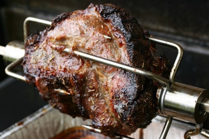 Barbecuing roast beef