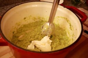 finishing broccoli soup