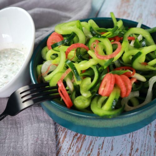 spiralized cucumber carrot salad