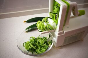 spiralizing cucumber