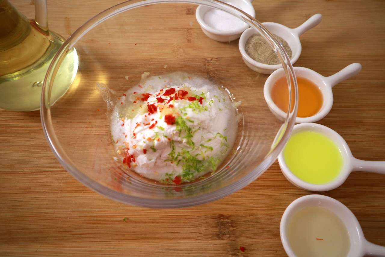 making coconut lime dressing