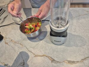 Blend all ingredients for the gazpacho